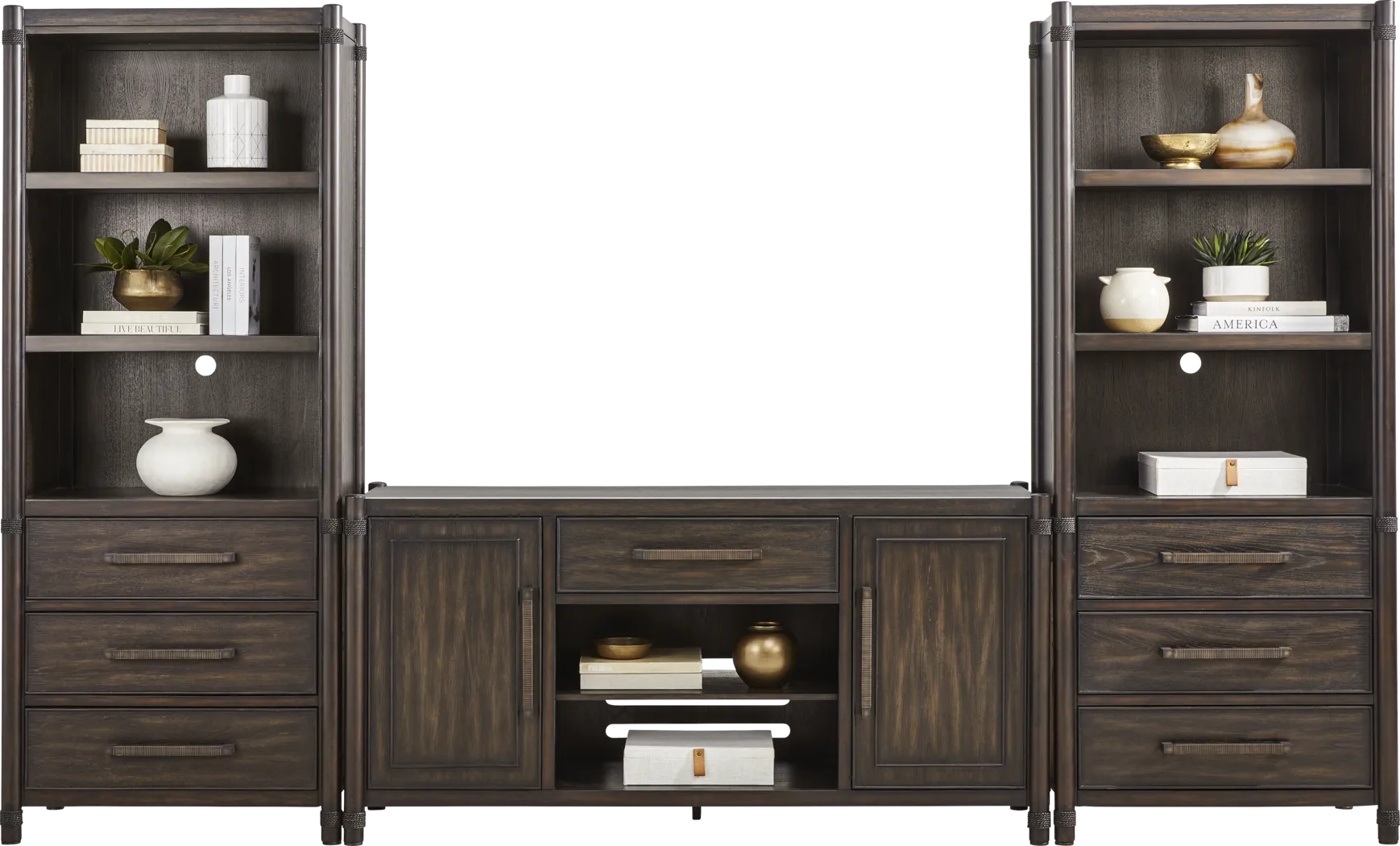 Vineyard Estates Brown 3 Pc Wall Unit with 66 in. Console - Thumbnail - Image 2
