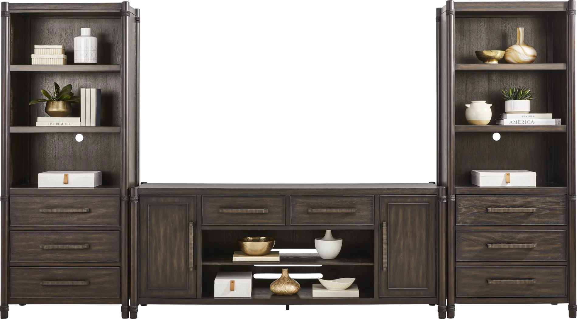 Vineyard Estates Brown 3 Pc Wall Unit with 78 in. Console - Thumbnail - Image 2