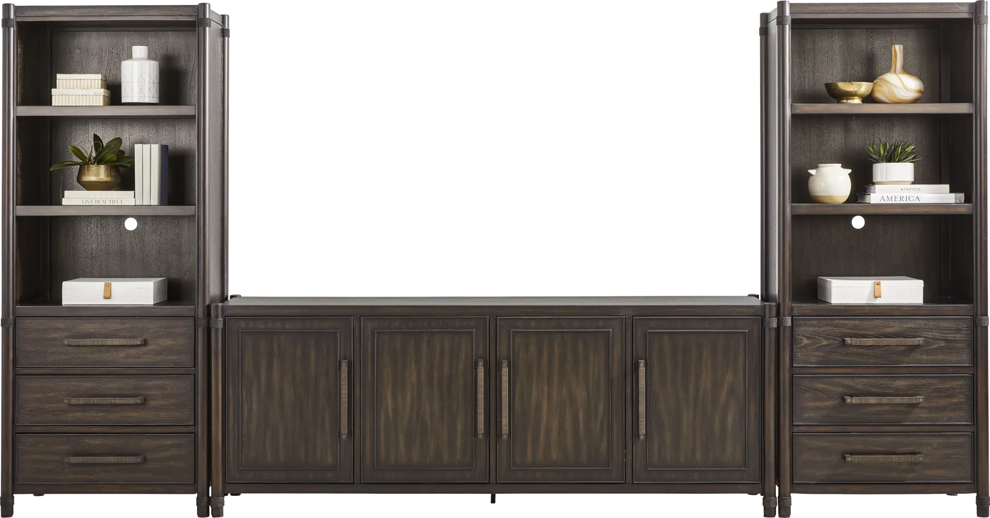Vineyard Estates Brown 3 Pc Wall Unit with 86 in. Console - Thumbnail - Image 2