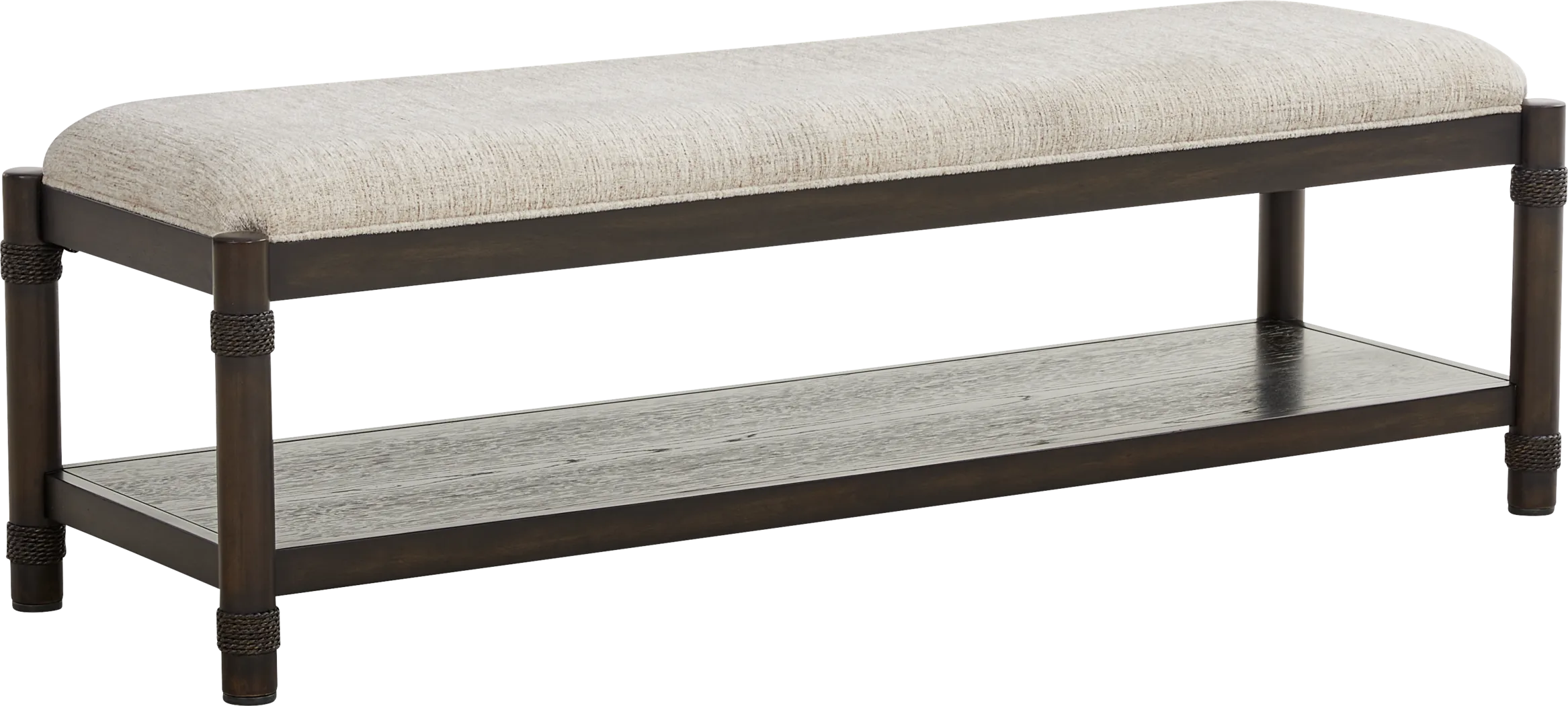 Vineyard Estates Brown Upholstered Bench - Thumbnail - Image 1