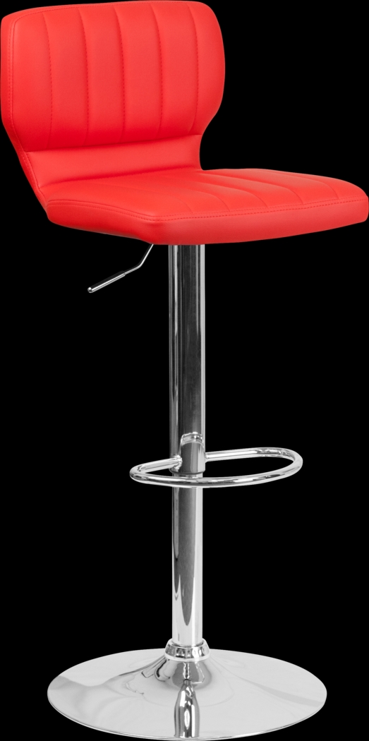 Vinnie Red Adjustable Swivel Barstool - Thumbnail - Image 1