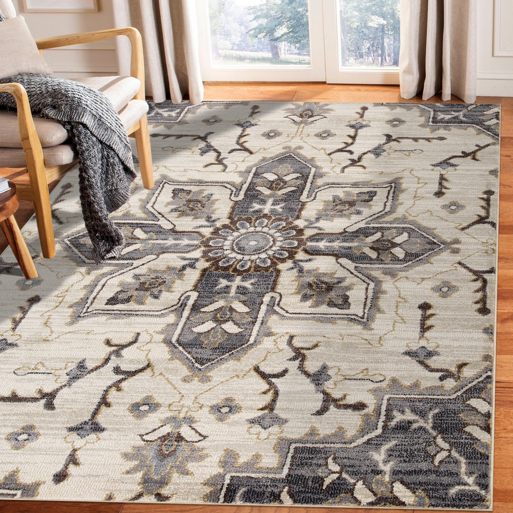 Vinrue Ivory/Blue 5'3 x 7'6 Rug - Thumbnail - Image 2