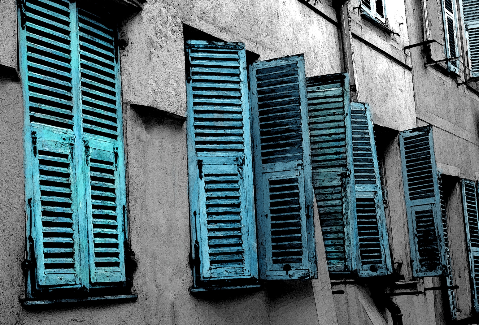 Vintage Shutters Turquoise Artwork - Thumbnail - Image 1