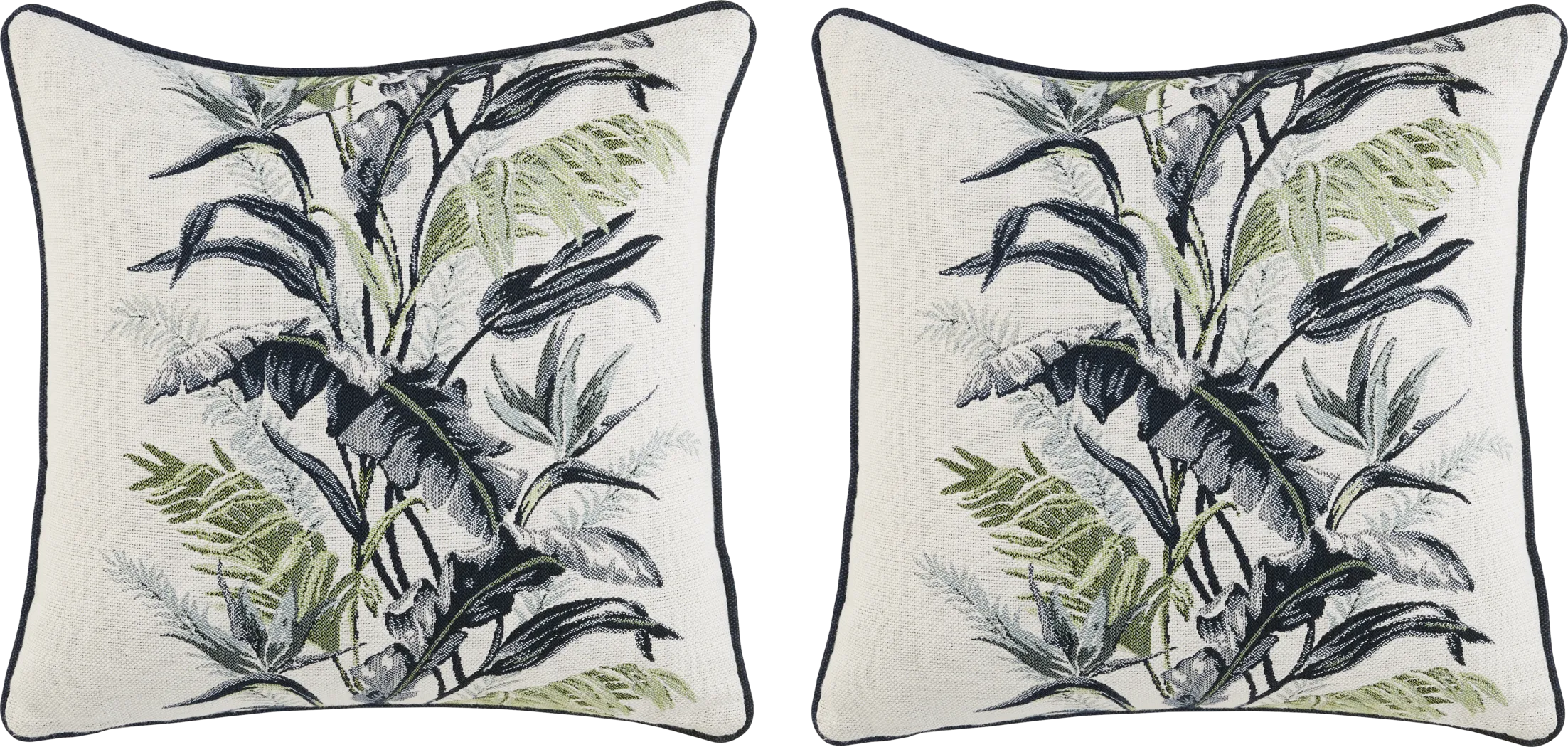 Vintage Tropical Green Indoor/Outdoor Accent Pillow, Set of 2 - Thumbnail - Image 1