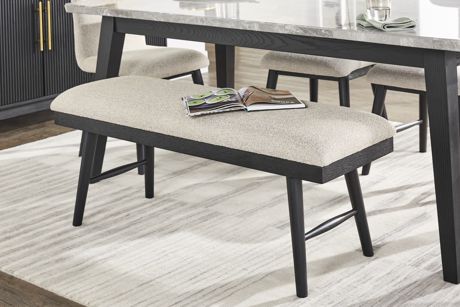 Viola Black 6 Pc Marble Top Dining Room - Thumbnail - Image 6