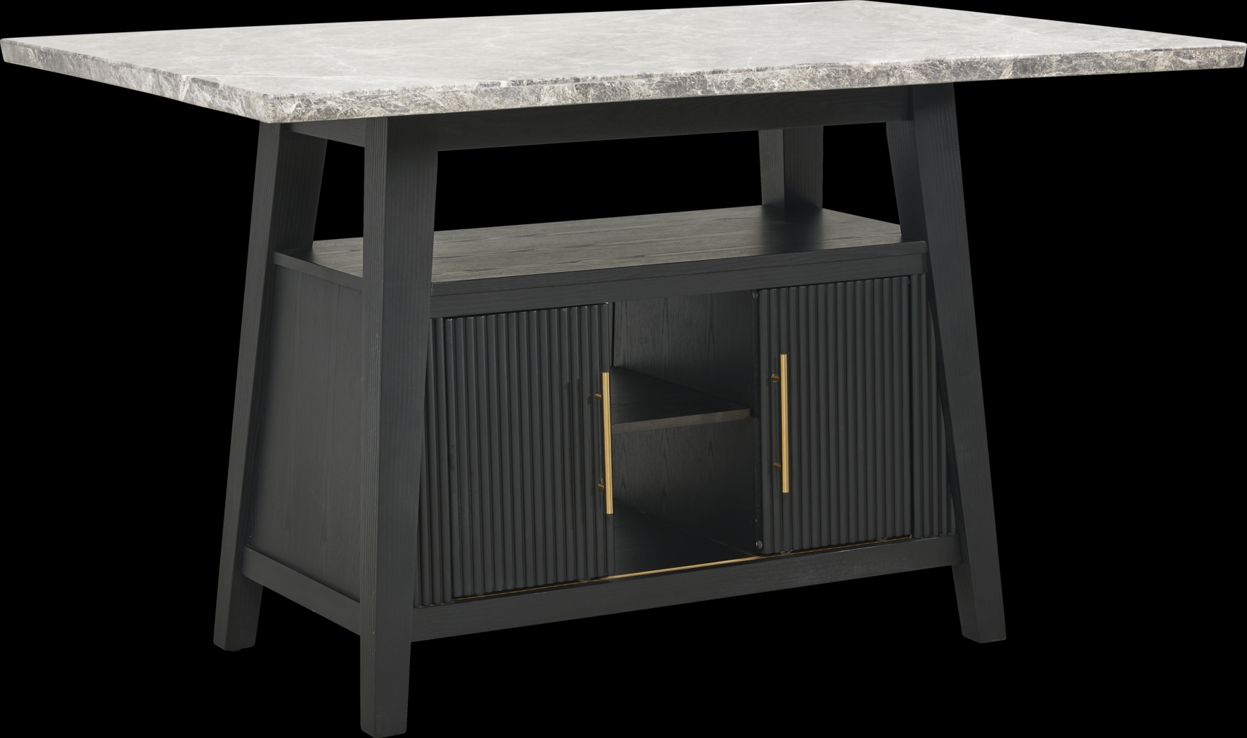 Viola Black Counter Height Marble Top Table - Thumbnail - Image 1