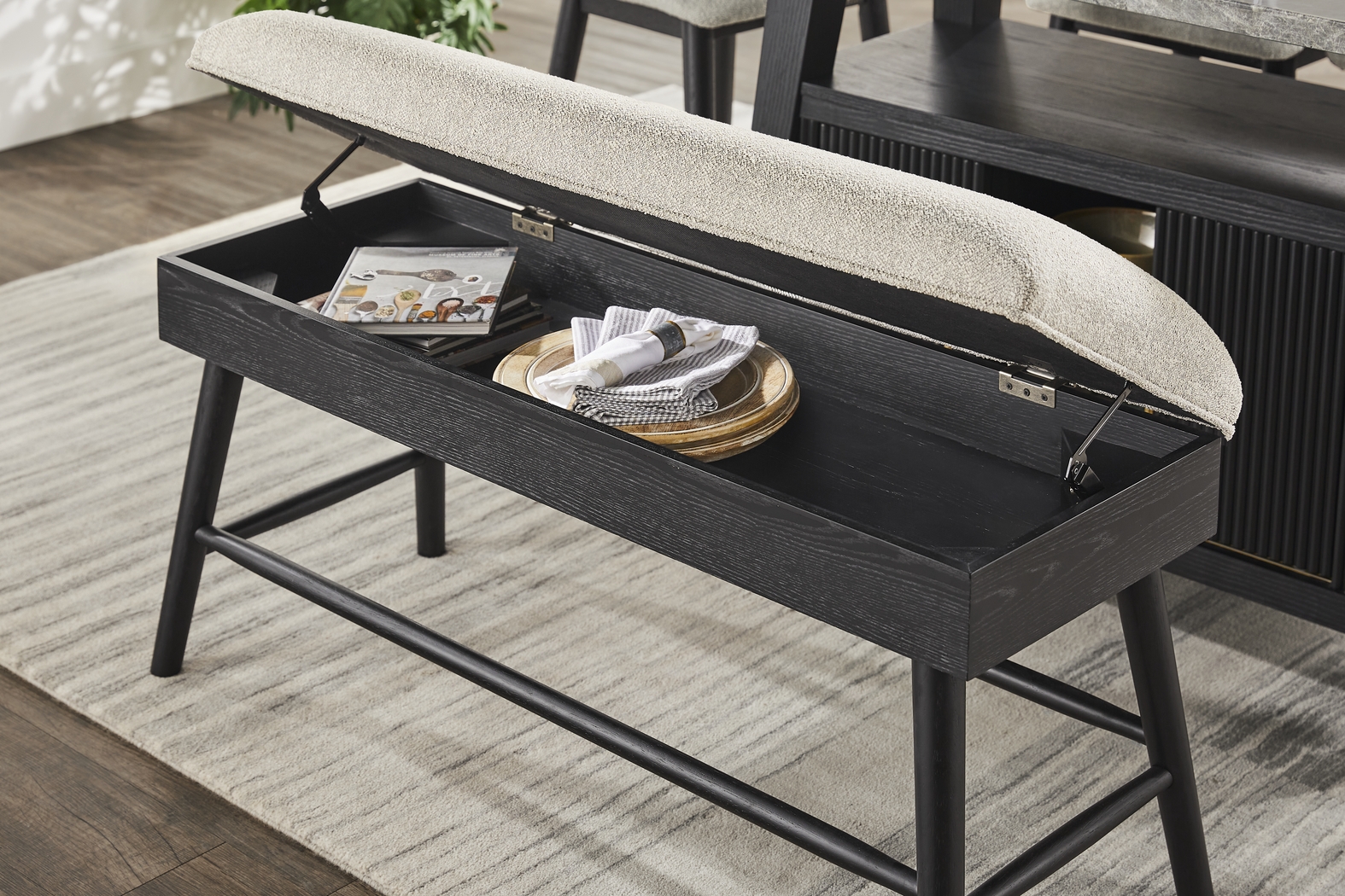 Viola Black Counter Height Storage Bench - Thumbnail - Image 4