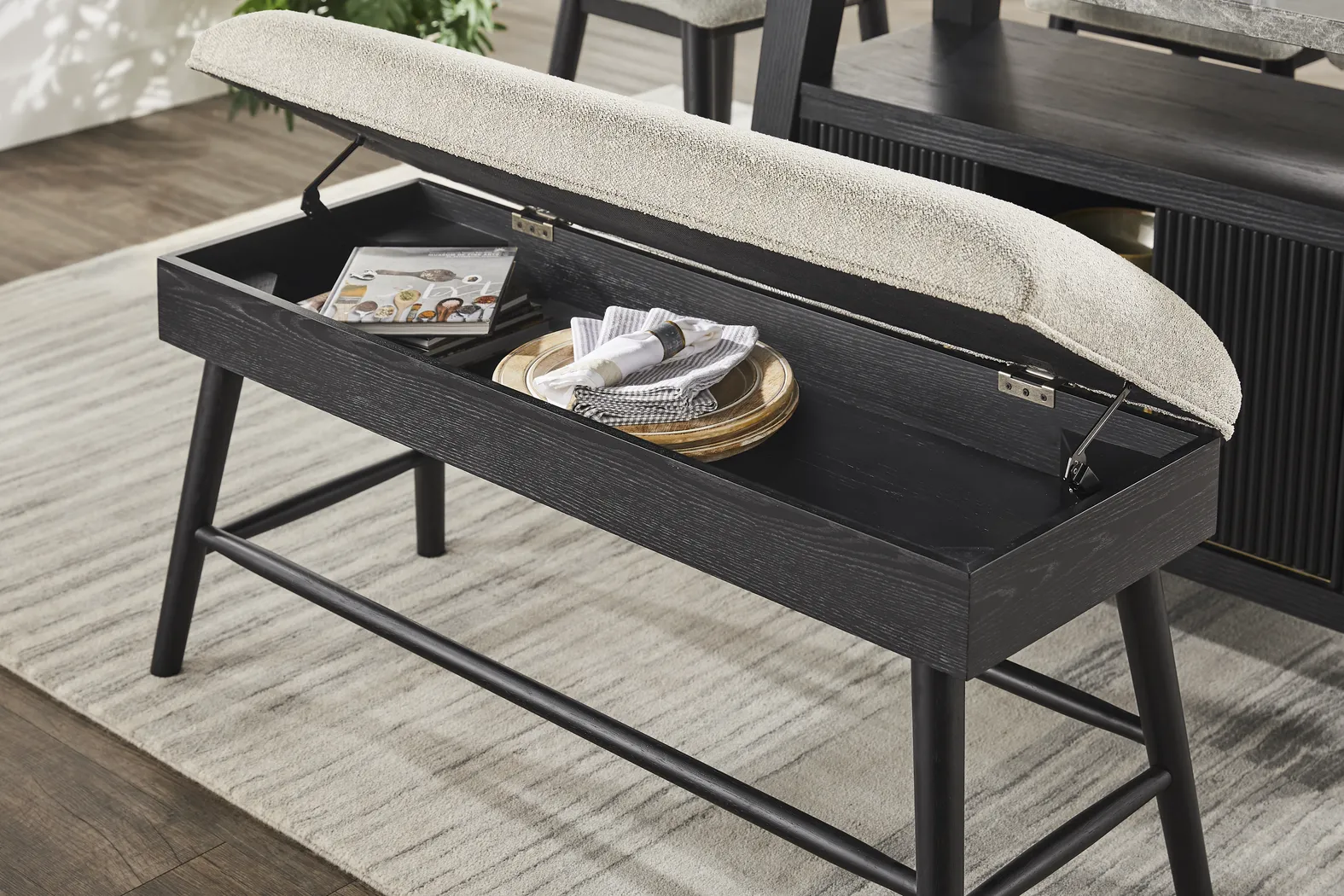 Viola Black Counter Height Storage Bench - Thumbnail - Image 4