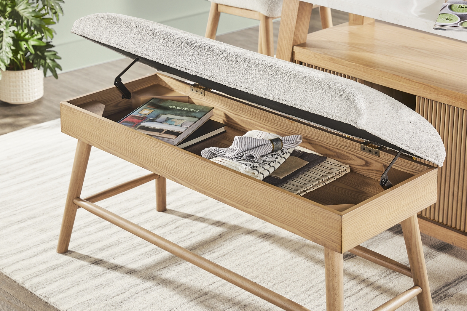 Viola Natural Counter Height Storage Bench - Thumbnail - Image 4