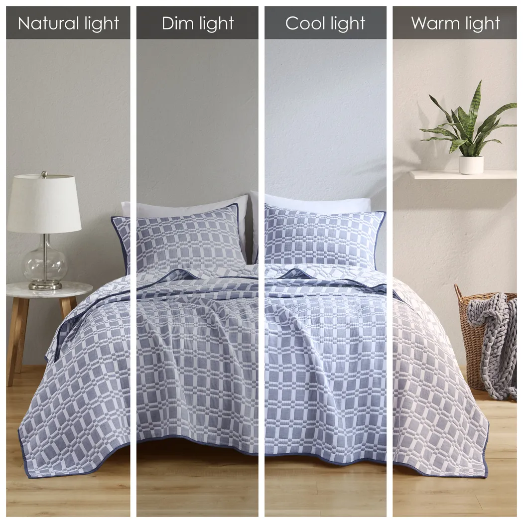 Viriole Indigo 3 Pc Full/Queen Coverlet Set - Thumbnail - Image 12