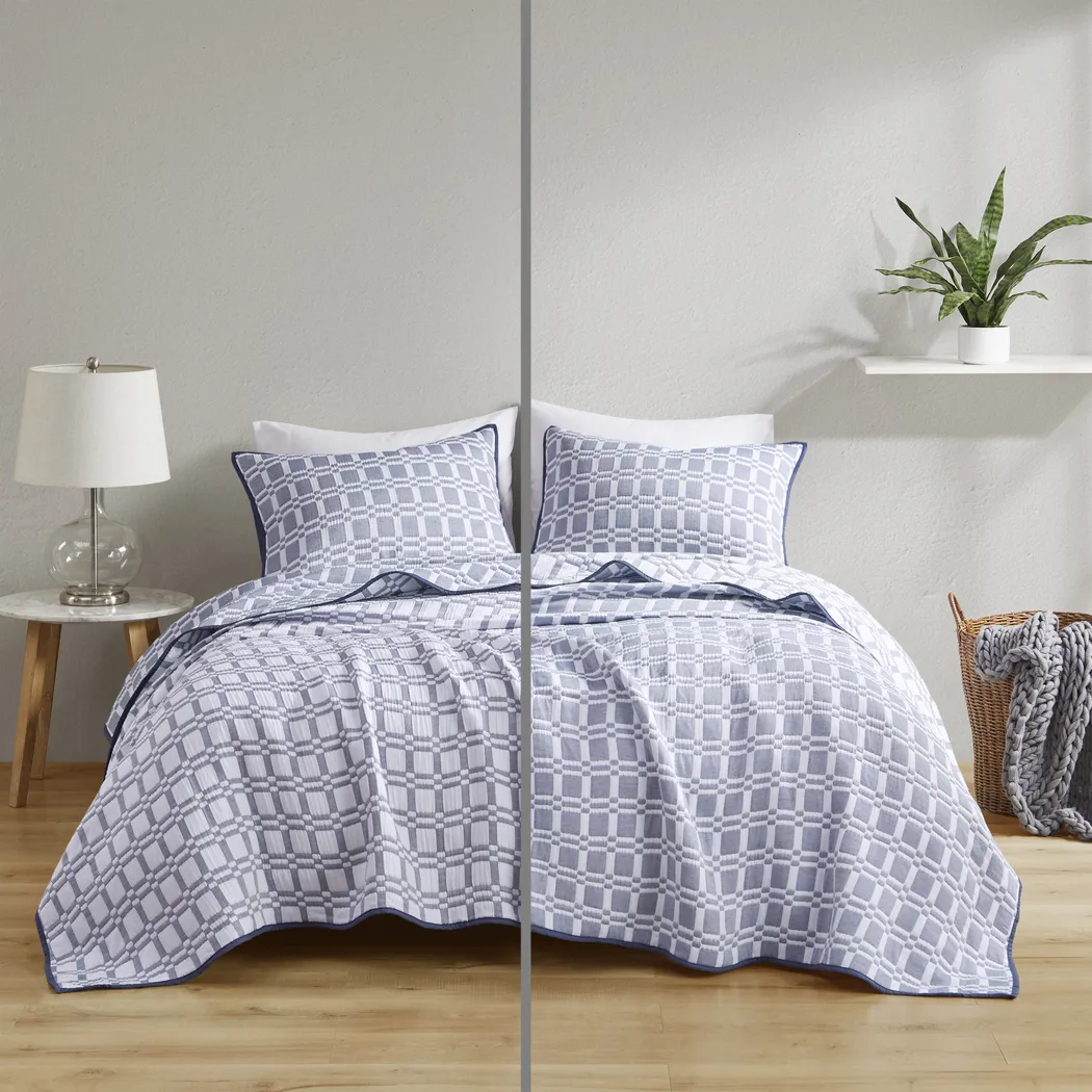 Viriole Indigo 3 Pc Full/Queen Coverlet Set - Thumbnail - Image 17