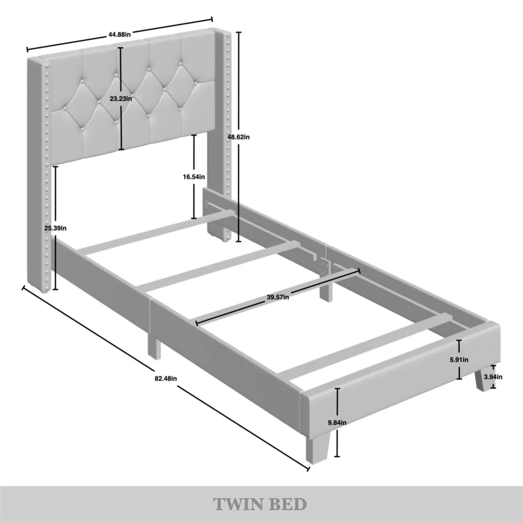Vistalane Light Gray Twin Bed - Thumbnail - Image 7