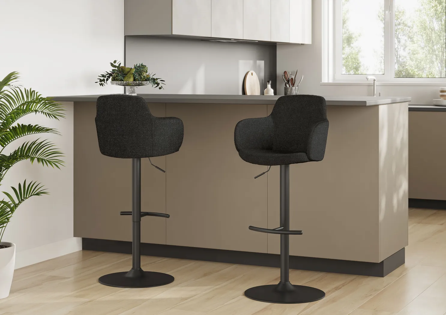 Vitadale Gray Adjustable Barstool, Set of 2 - Thumbnail - Image 2