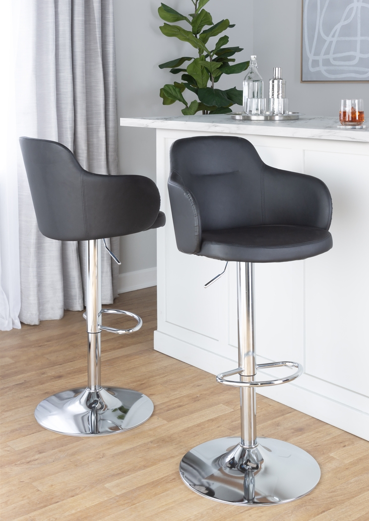 Vitadale II Black Adjustable Barstool, Set of 2 - Thumbnail - Image 2
