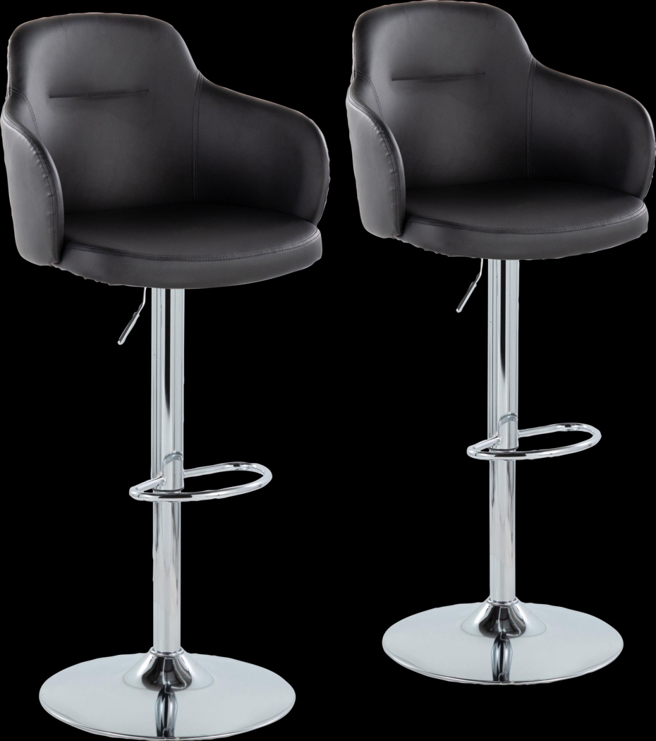 Vitadale II Black Adjustable Barstool, Set of 2 - Thumbnail - Image 1