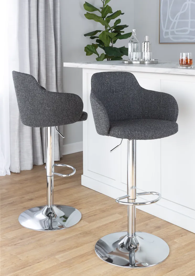 Vitadale II Dark Gray Adjustable Barstool, Set of 2 - Thumbnail - Image 2