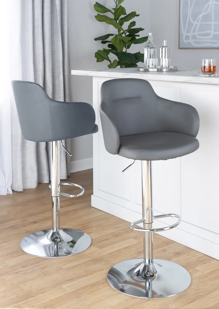 Vitadale II Gray Adjustable Barstool, Set of 2 - Thumbnail - Image 2