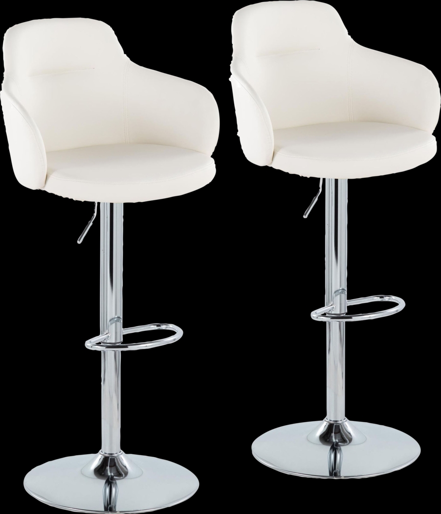 Vitadale II White Adjustable Barstool, Set of 2 - Thumbnail - Image 1