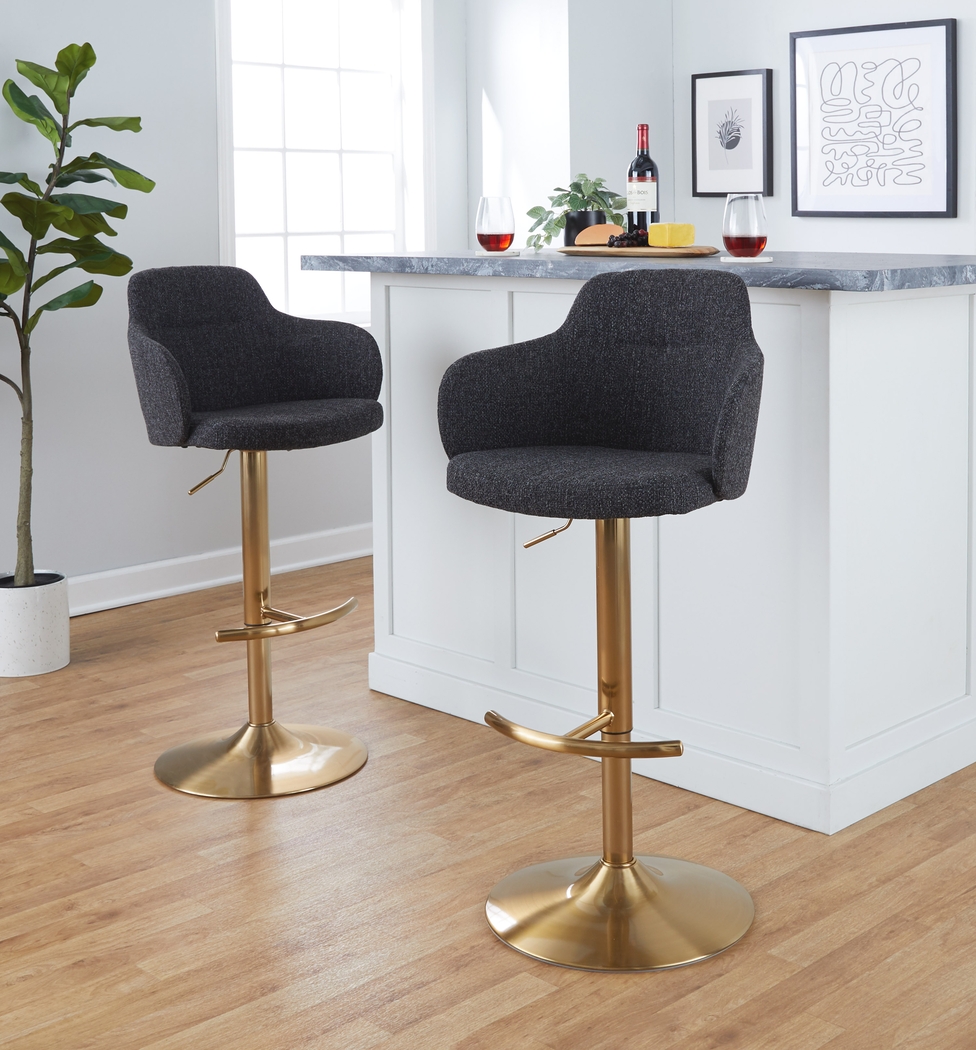 Vitadale III Gray Adjustable Swivel Barstool, Set of 2 - Thumbnail - Image 2