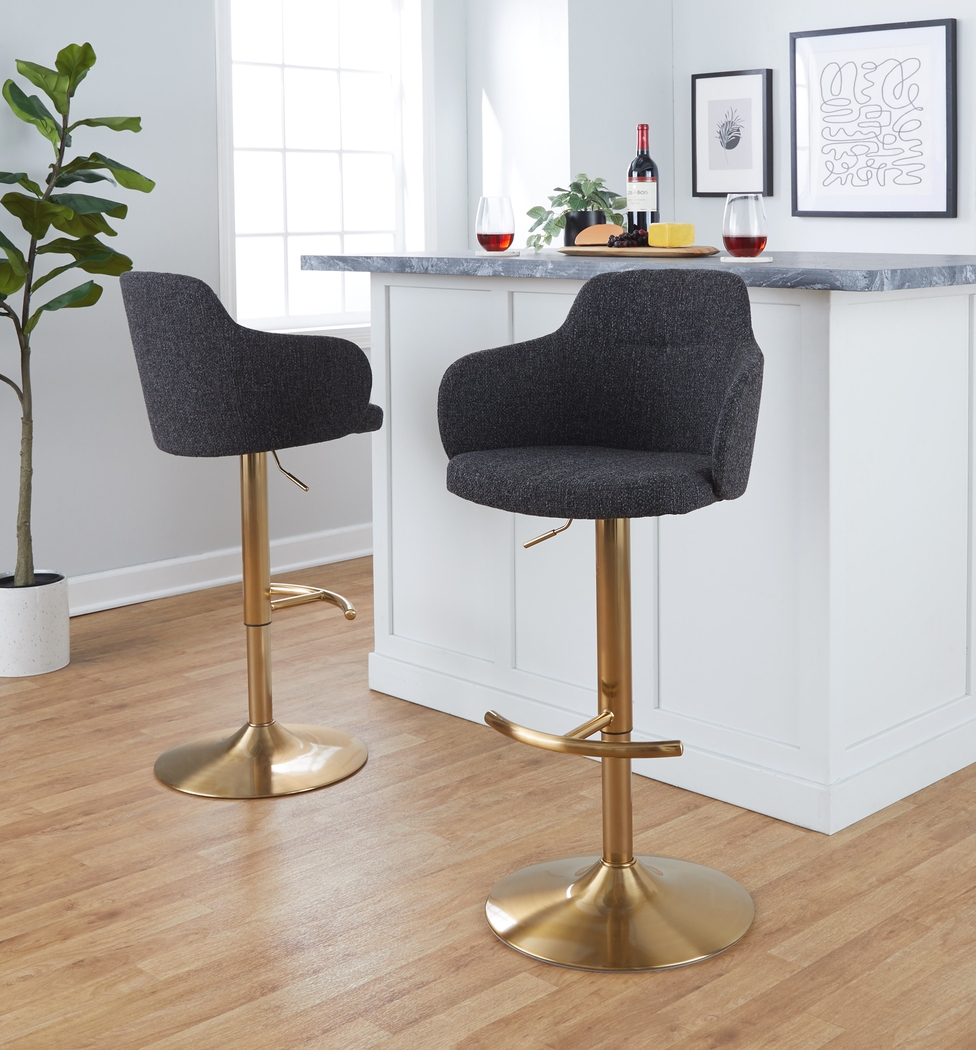 Vitadale III Gray Adjustable Swivel Barstool, Set of 2 - Thumbnail - Image 8