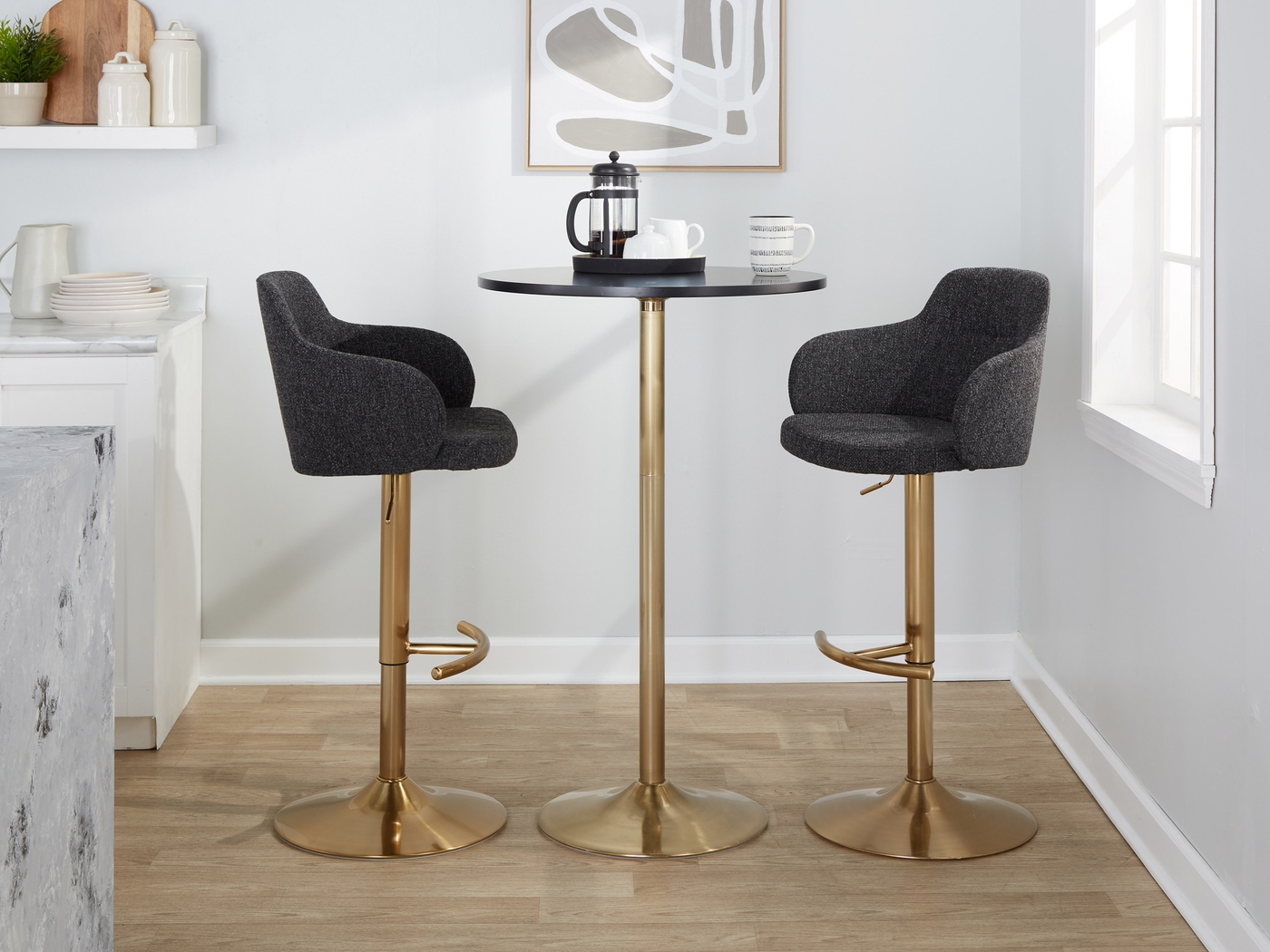 Vitadale III Gray Adjustable Swivel Barstool, Set of 2 - Thumbnail - Image 10