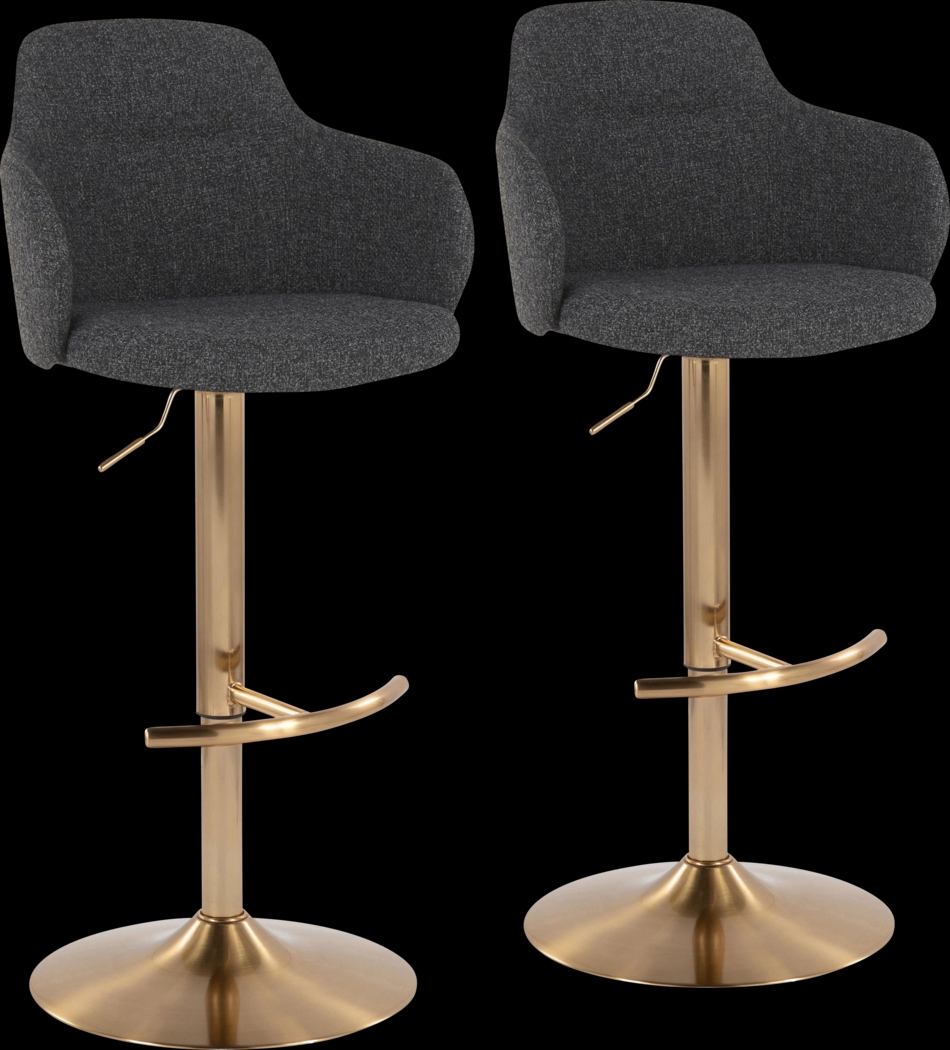 Vitadale III Gray Adjustable Swivel Barstool, Set of 2 - Thumbnail - Image 1