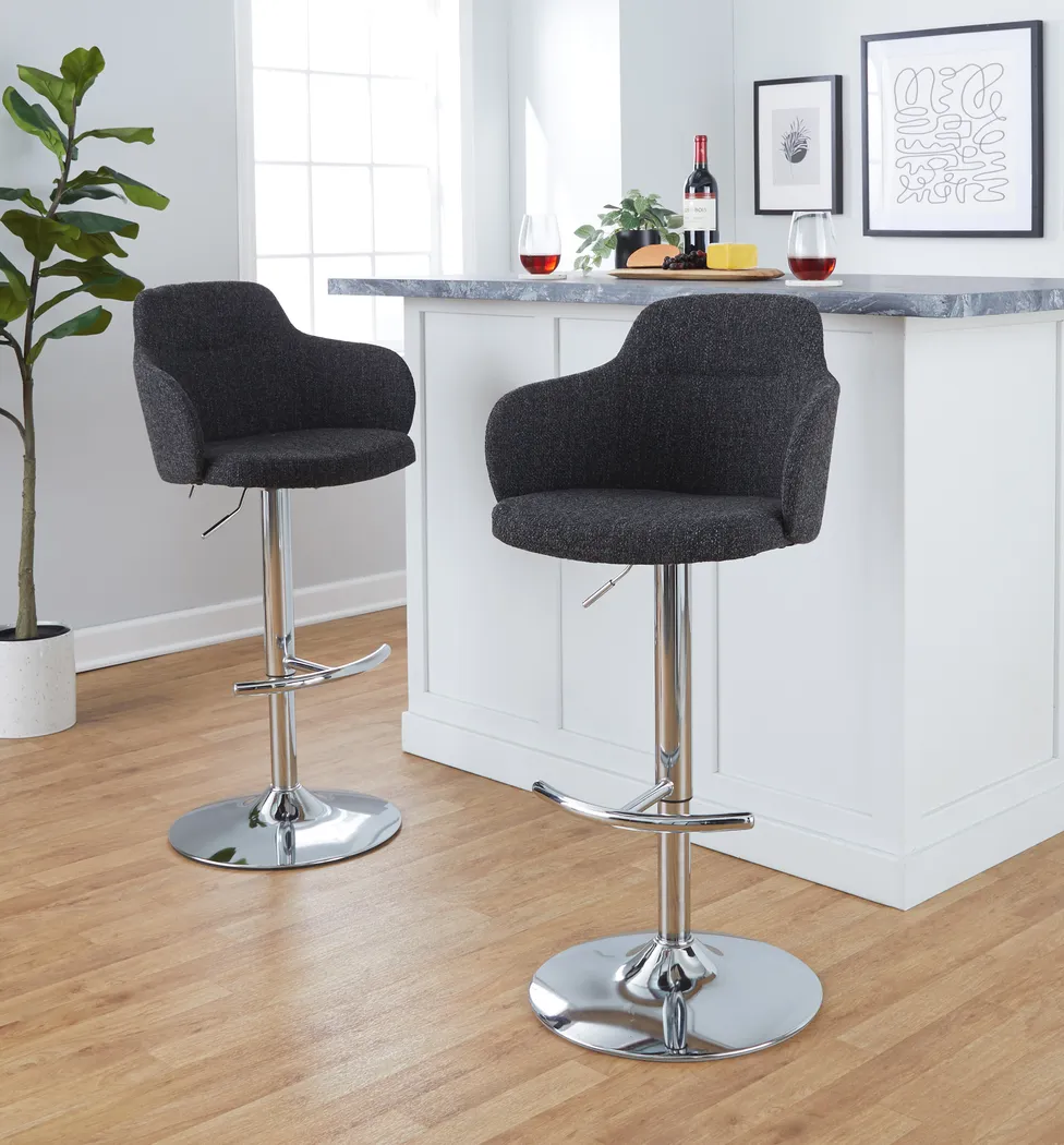 Vitadale IV Dark Gray Adjustable Swivel Barstool, Set of 2 - Thumbnail - Image 2