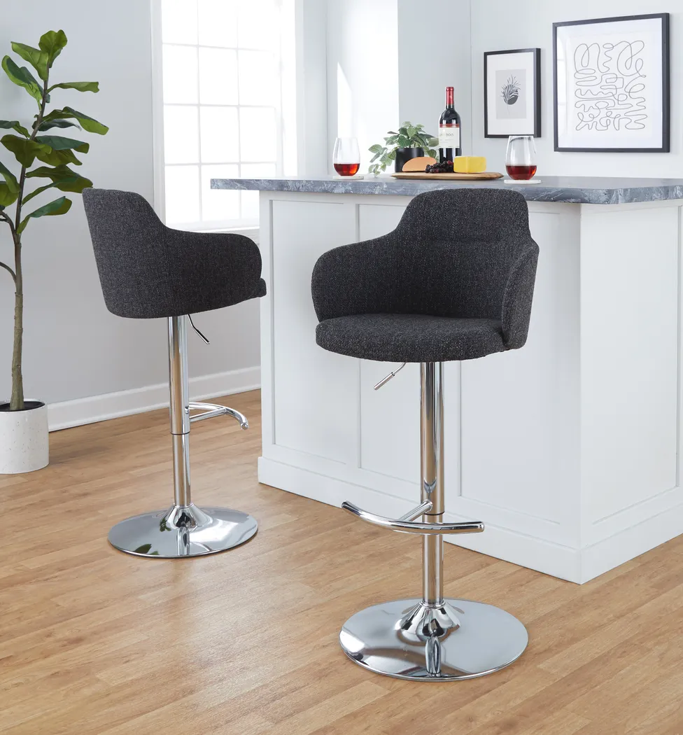 Vitadale IV Dark Gray Adjustable Swivel Barstool, Set of 2 - Thumbnail - Image 8