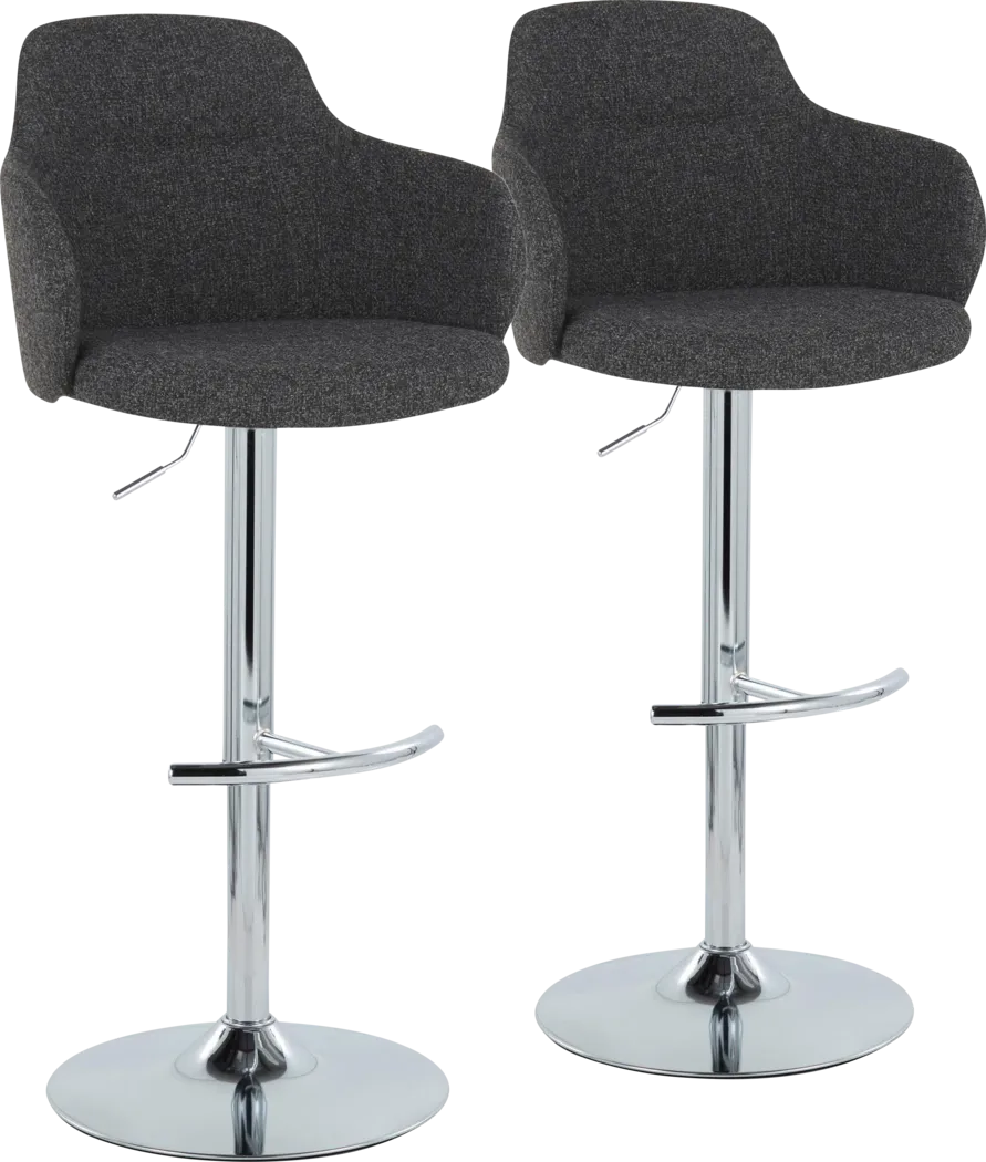 Vitadale IV Dark Gray Adjustable Swivel Barstool, Set of 2 - Thumbnail - Image 1