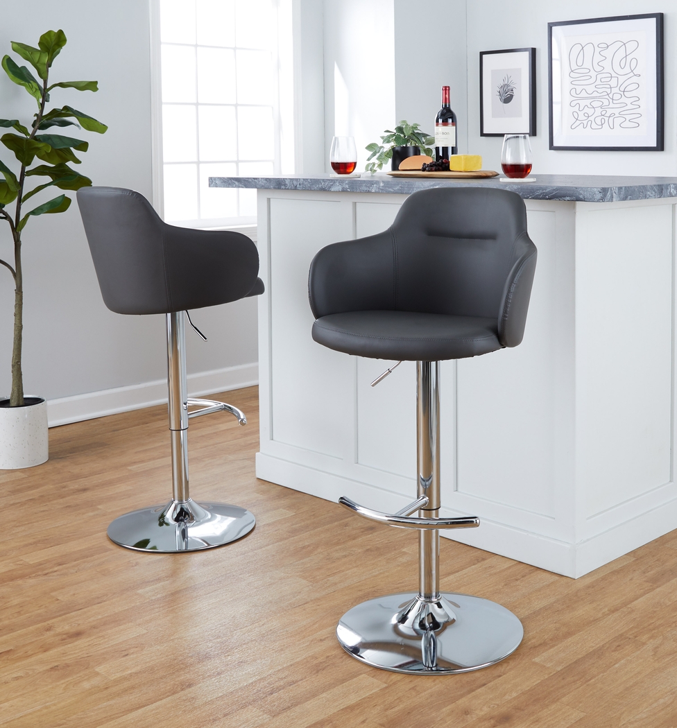 Vitadale IV Gray Adjustable Swivel Barstool, Set of 2 - Thumbnail - Image 8