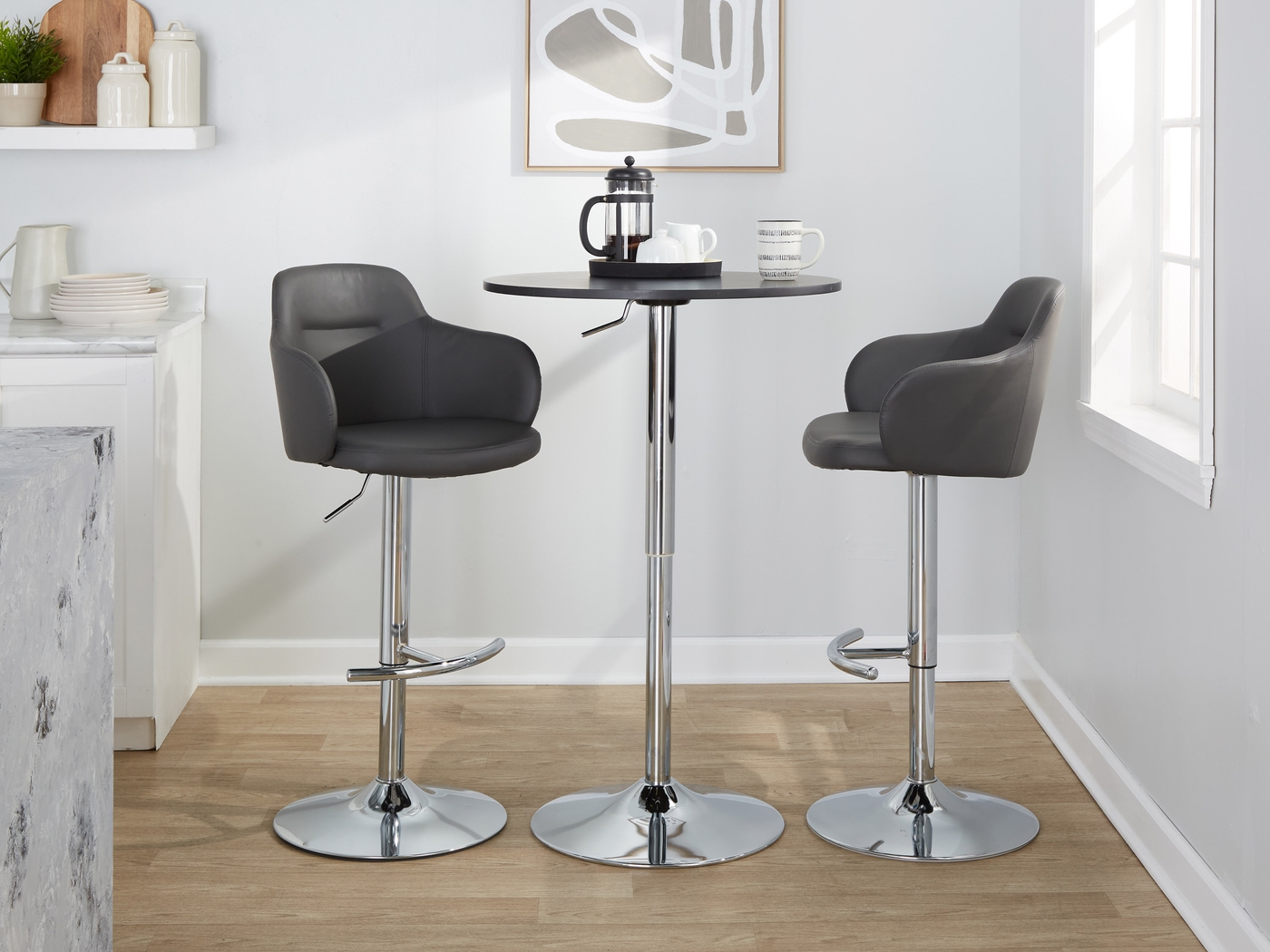 Vitadale IV Gray Adjustable Swivel Barstool, Set of 2 - Thumbnail - Image 9