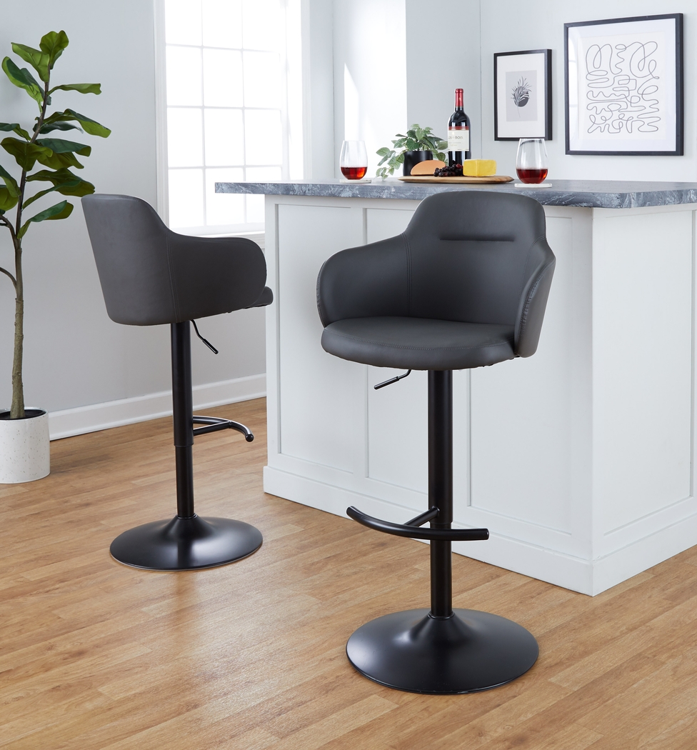 Vitadale VI Gray Adjustable Swivel Barstool, Set of 2 - Thumbnail - Image 8