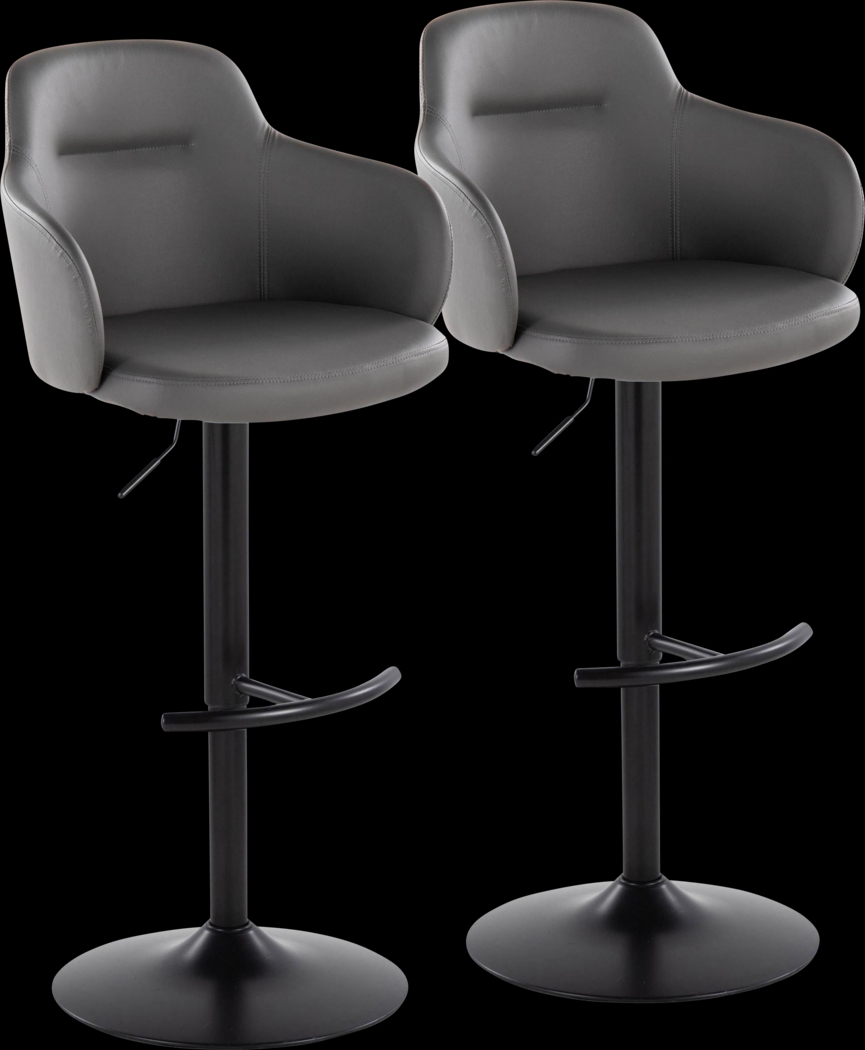 Vitadale VI Gray Adjustable Swivel Barstool, Set of 2 - Thumbnail - Image 1