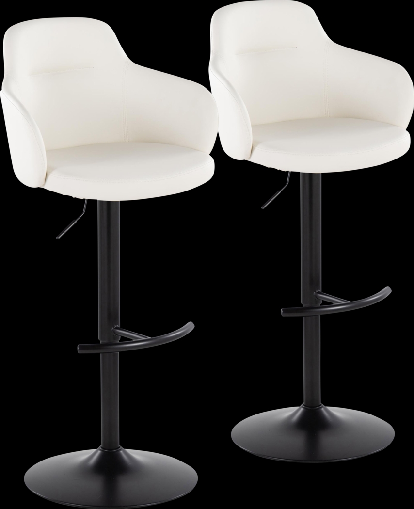 Vitadale VI White Adjustable Swivel Barstool, Set of 2 - Thumbnail - Image 1