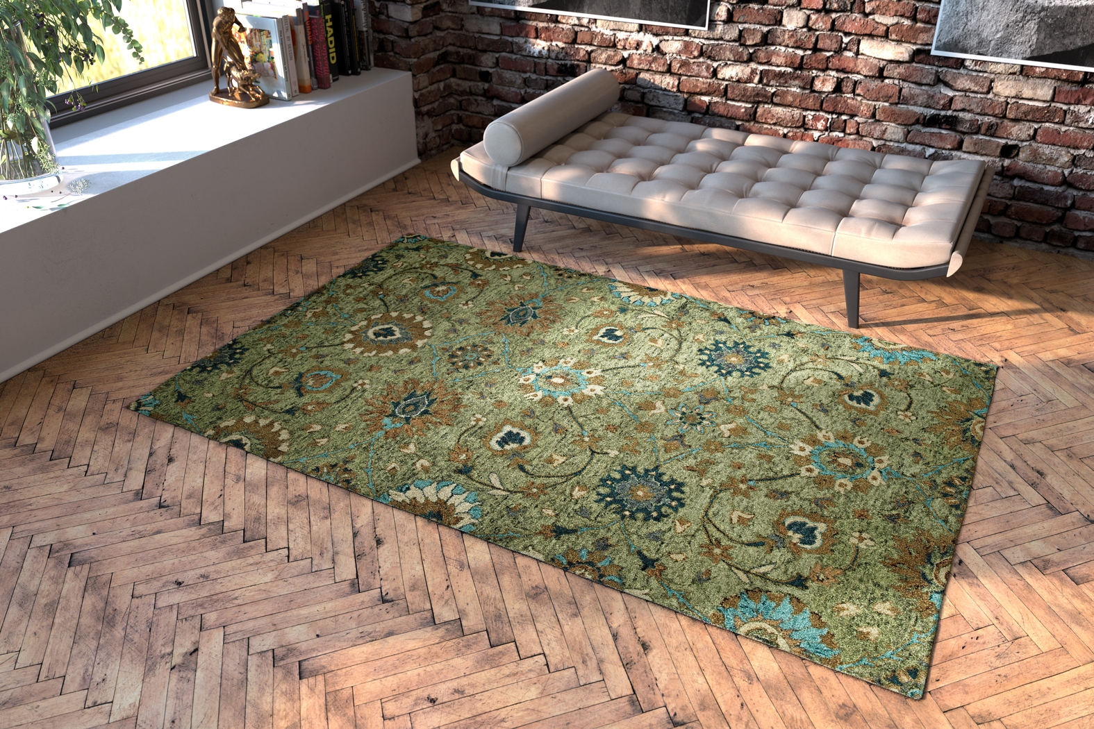 Vulzal Green 5' x 7'9 Rug - Thumbnail - Image 3