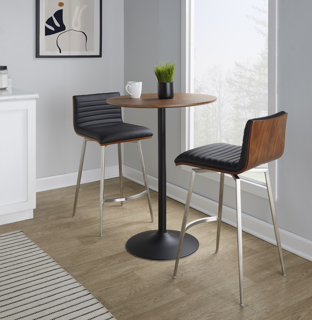 Waiv Black Adjustable Swivel 3 Pc Counter Height Dining Set - Thumbnail - Image 2