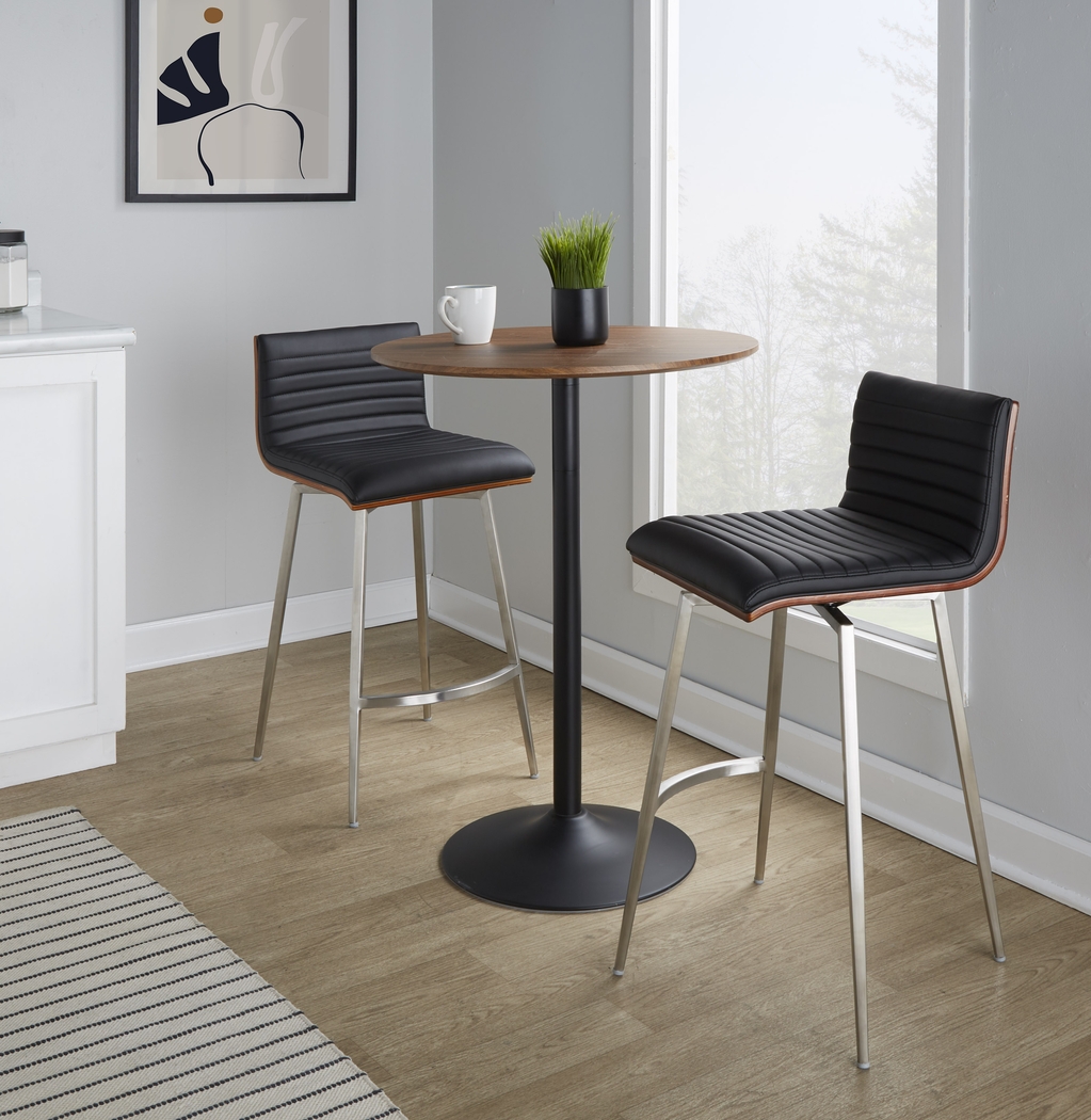 Waiv Black Adjustable Swivel 3 Pc Counter Height Dining Set - Thumbnail - Image 3