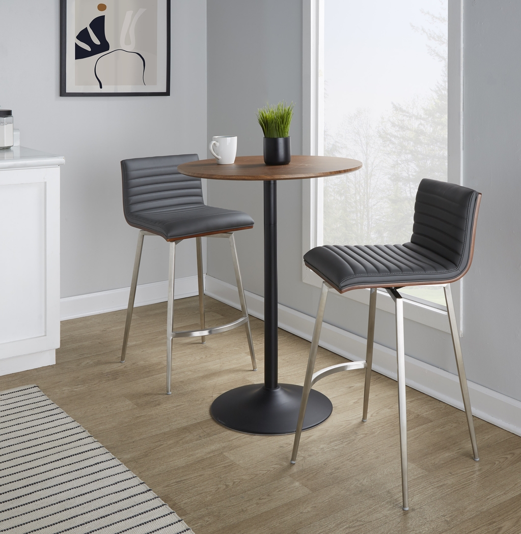 Waiv Gray Adjustable Swivel 3 Pc Counter Height Dining Set - Thumbnail - Image 2