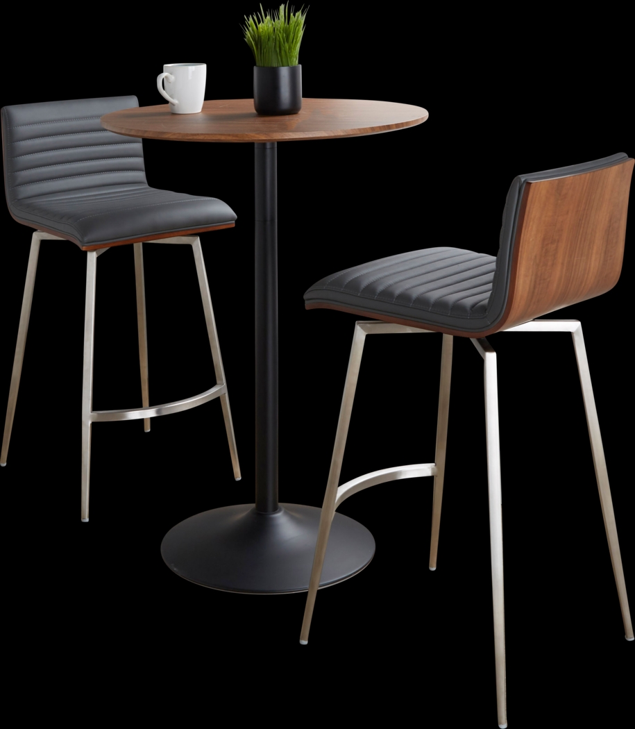 Waiv Gray Adjustable Swivel 3 Pc Counter Height Dining Set - Thumbnail - Image 4