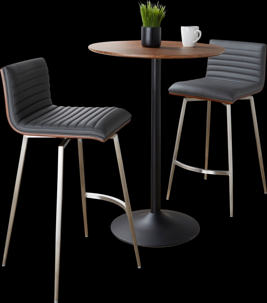 Waiv Gray Adjustable Swivel 3 Pc Counter Height Dining Set - Thumbnail - Image 5