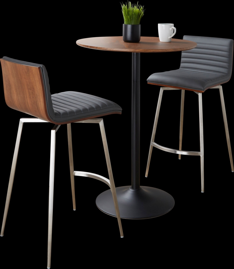 Waiv Gray Adjustable Swivel 3 Pc Counter Height Dining Set - Thumbnail - Image 1