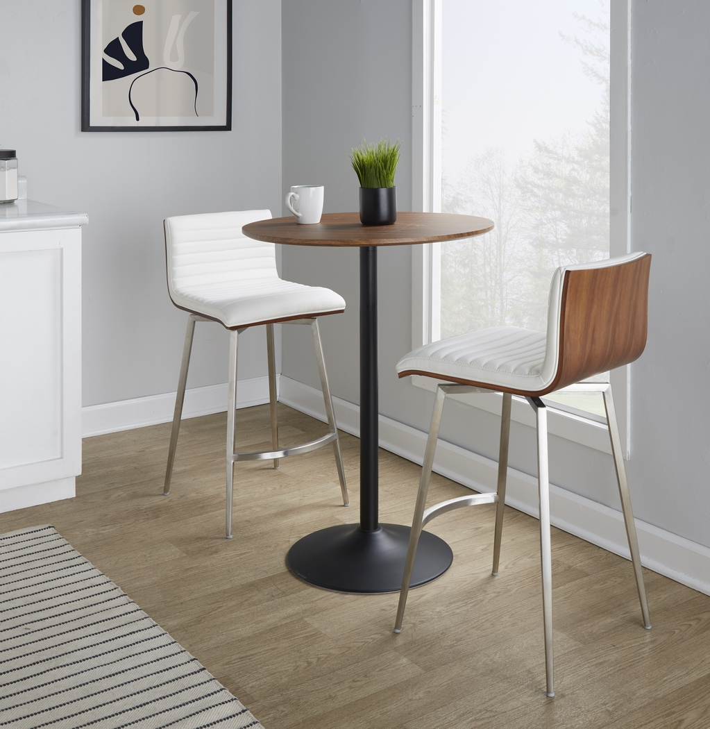 Waiv White Adjustable Swivel 3 Pc Counter Height Dining Set - Thumbnail - Image 3