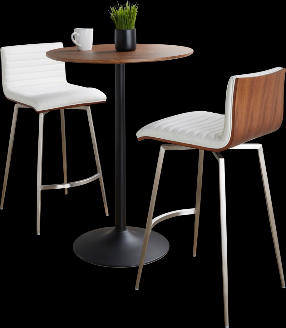 Waiv White Adjustable Swivel 3 Pc Counter Height Dining Set - Thumbnail - Image 4