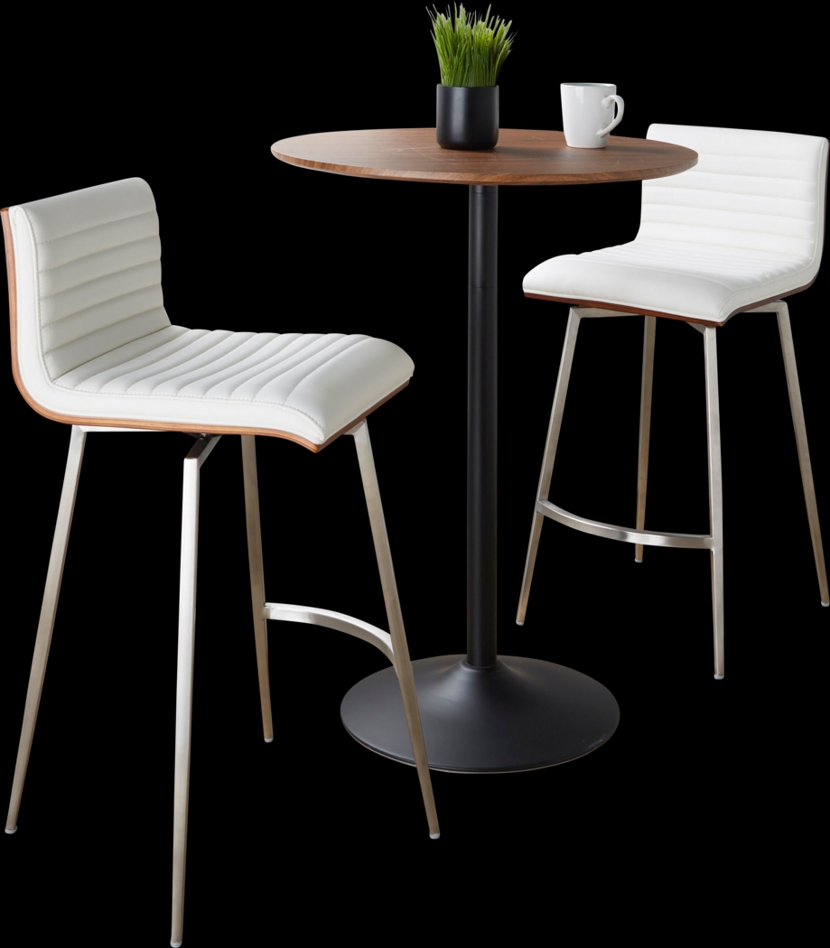 Waiv White Adjustable Swivel 3 Pc Counter Height Dining Set - Thumbnail - Image 5