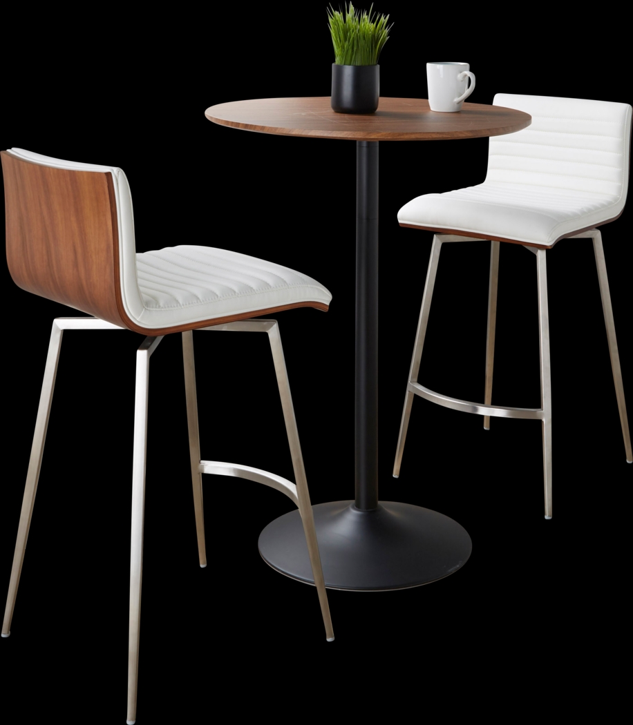 Waiv White Adjustable Swivel 3 Pc Counter Height Dining Set - Thumbnail - Image 1