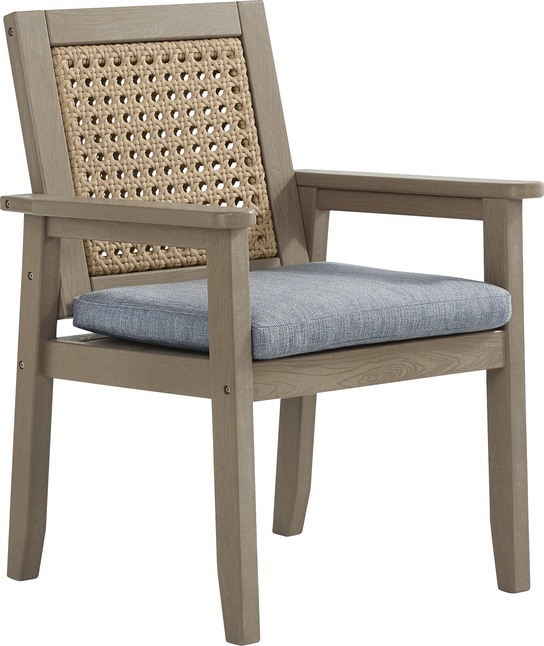 Wakefield Brown 7 Pc 71 in. Outdoor Dining Set with Denim Cushions - Image 3