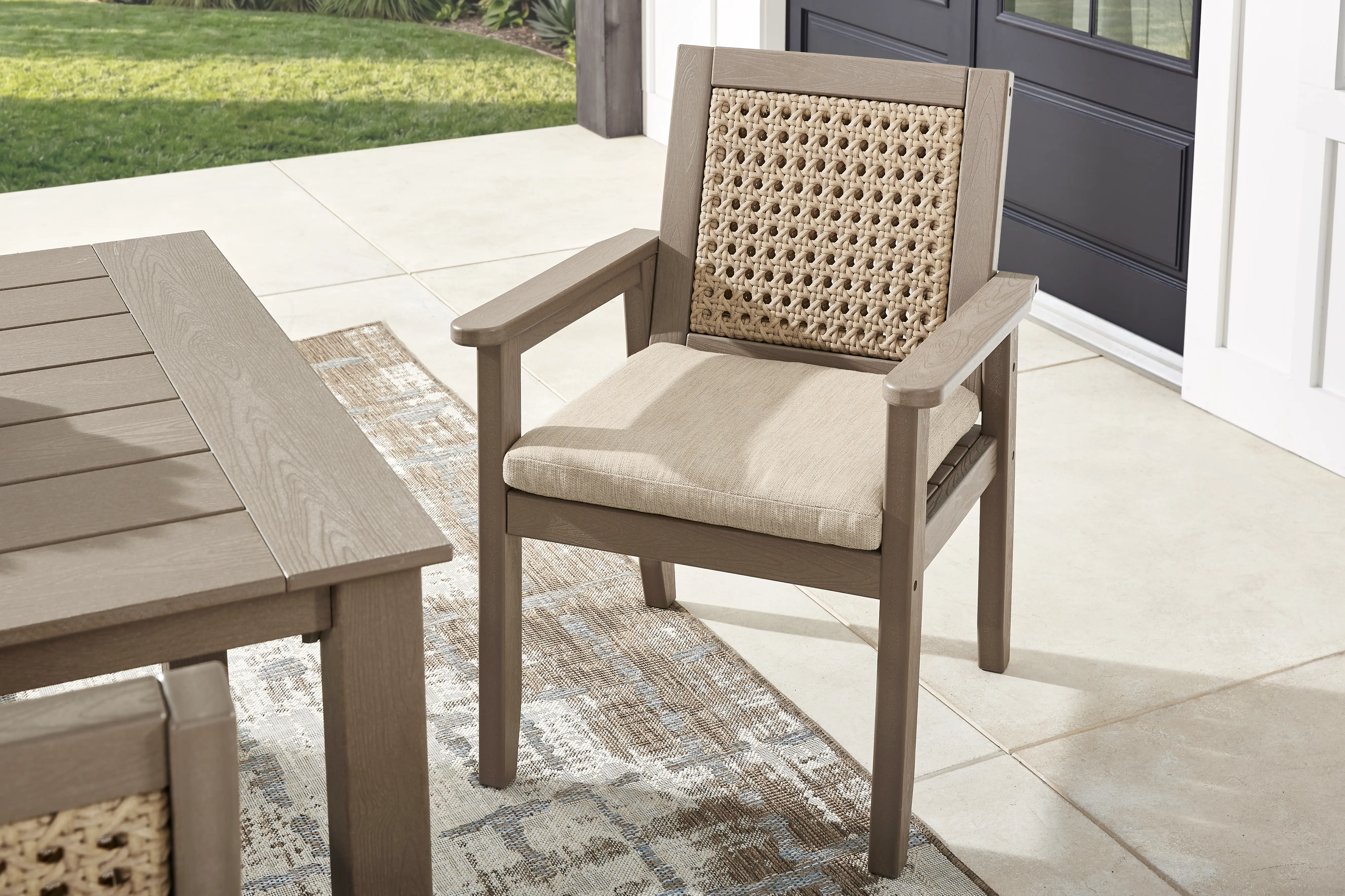 Wakefield Brown 9 Pc 84 in. Outdoor Dining Set with Oat Cushions - Image 8