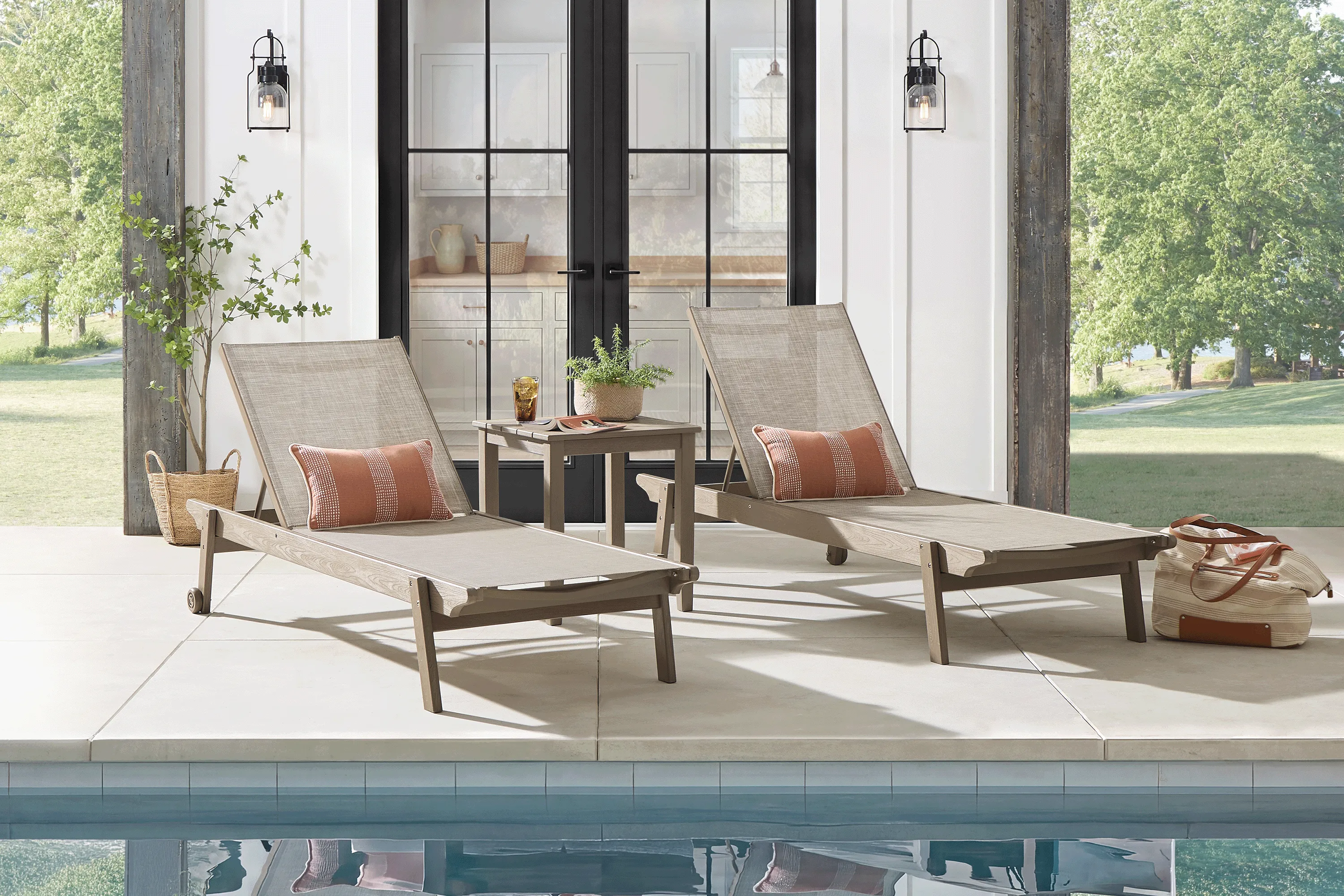 Wakefield Brown Outdoor Chaise, Set of Two - Image 1