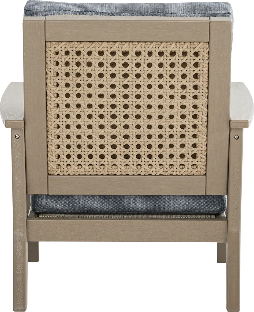 Wakefield Brown Outdoor Club Chair with Denim Cushions - Image 4