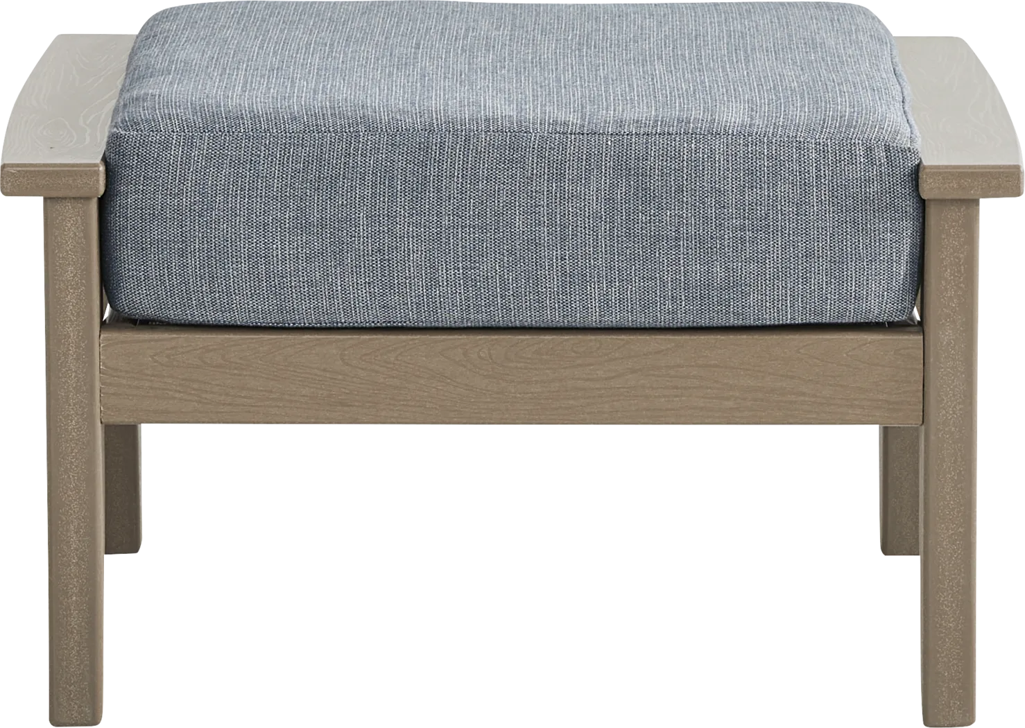 Wakefield Brown Outdoor Ottoman with Denim Cushion - Thumbnail - Image 2